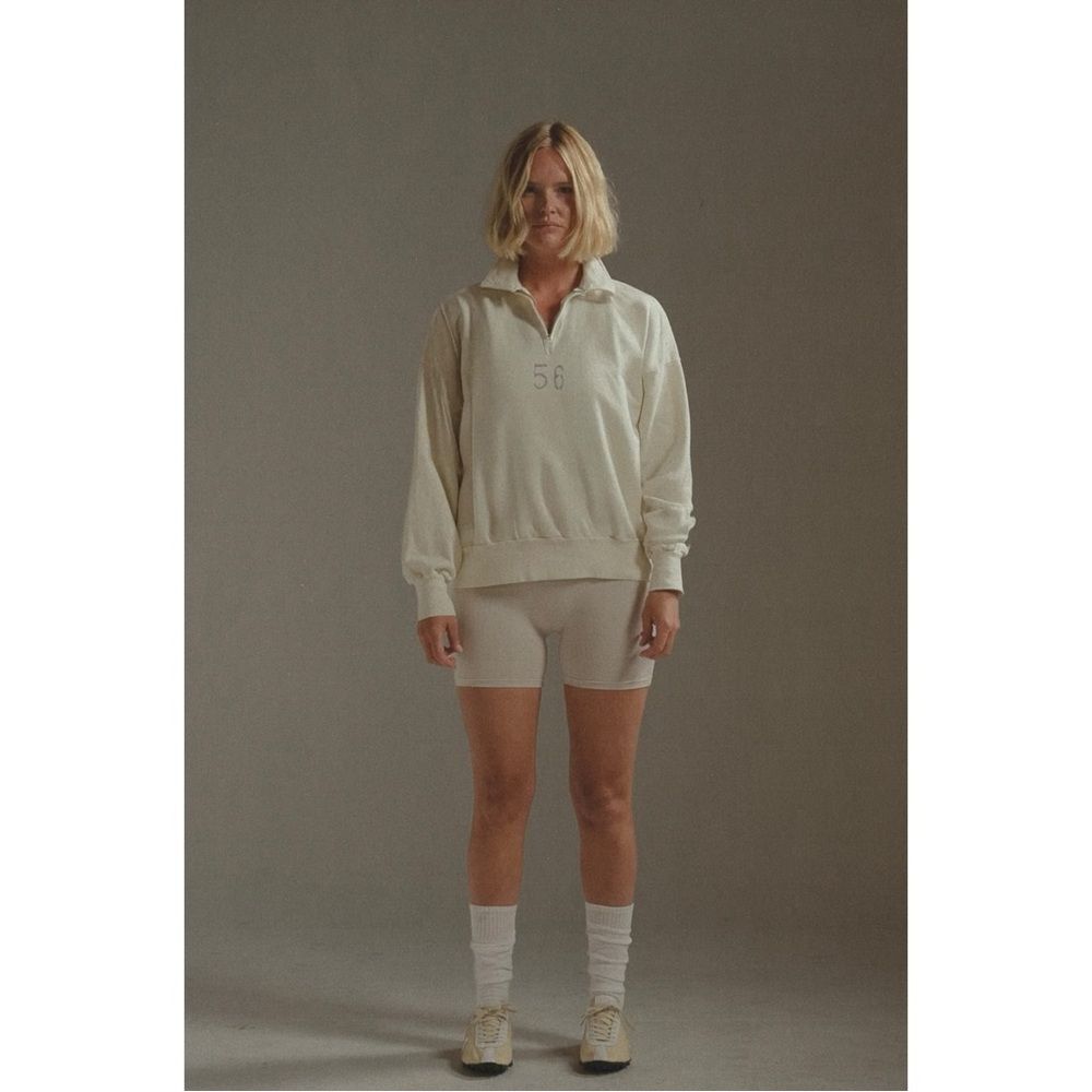 BAA Size XS Women’s 56 Rugby Zip Pullover Sweatshirt in Dirty White 100% Cotton